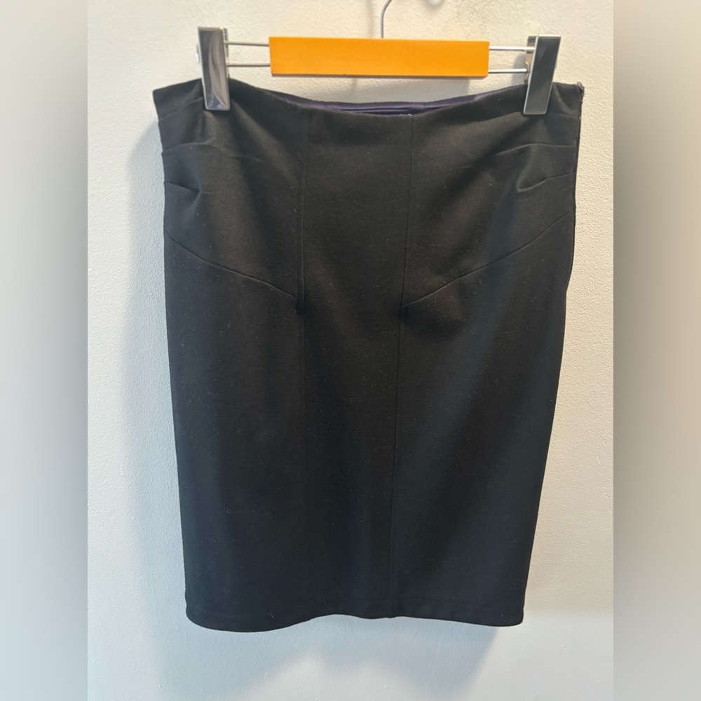 Diane Von Furstenberg 10 Black Knee-Length Wool Blend Pencil Skirt Side Zipper